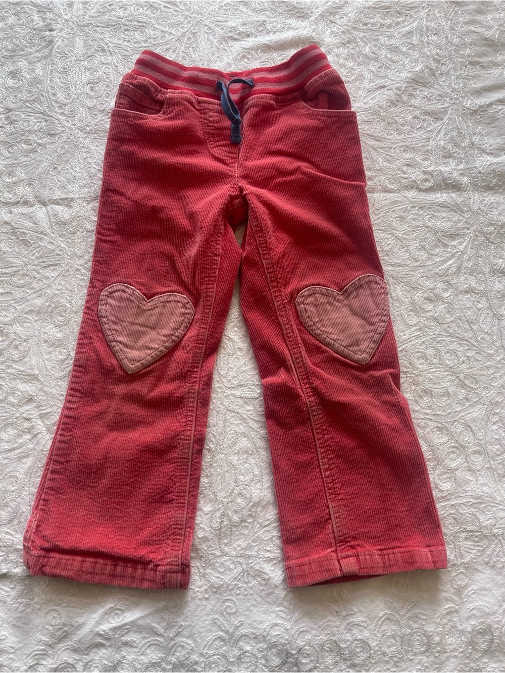 Play Condition Mini Boden Red Heart-Knee Patch Corduroy Pants - Sz 4Y